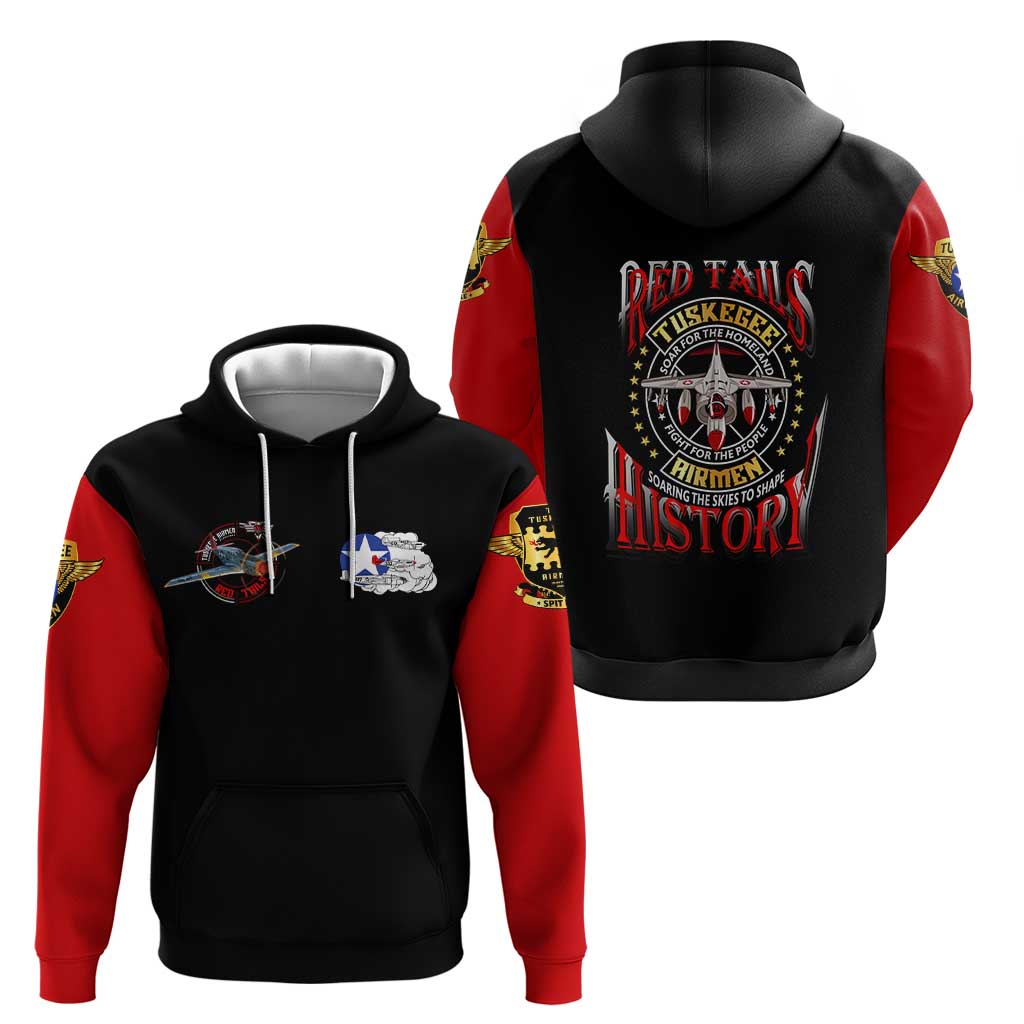 Red Tails Tuskegee Airmen Hoodie Soaring to Shape History - Fighter Plane Patriotic Tribute DT02