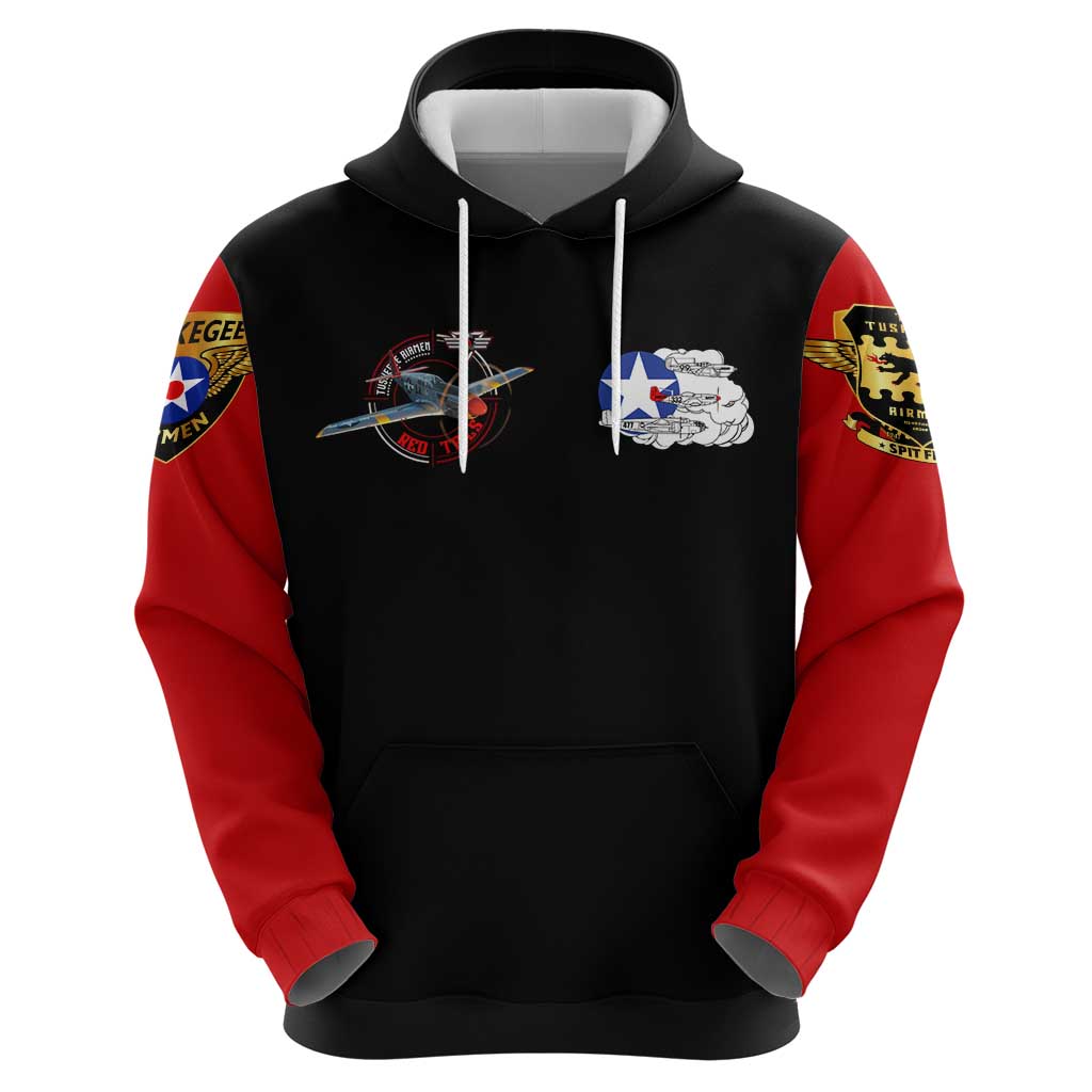 Red Tails Tuskegee Airmen Hoodie Soaring to Shape History - Fighter Plane Patriotic Tribute DT02