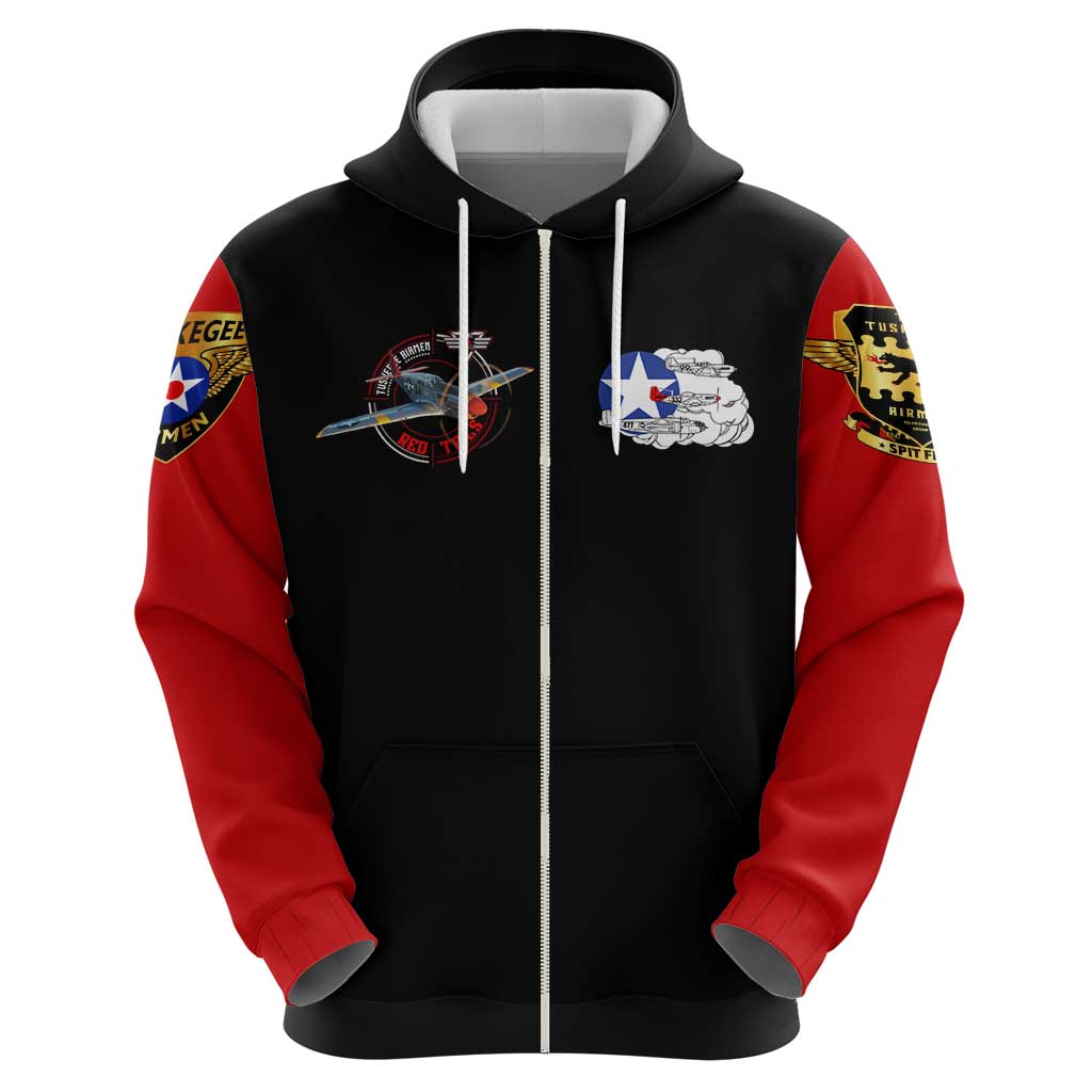 Red Tails Tuskegee Airmen Hoodie Soaring to Shape History - Fighter Plane Patriotic Tribute DT02