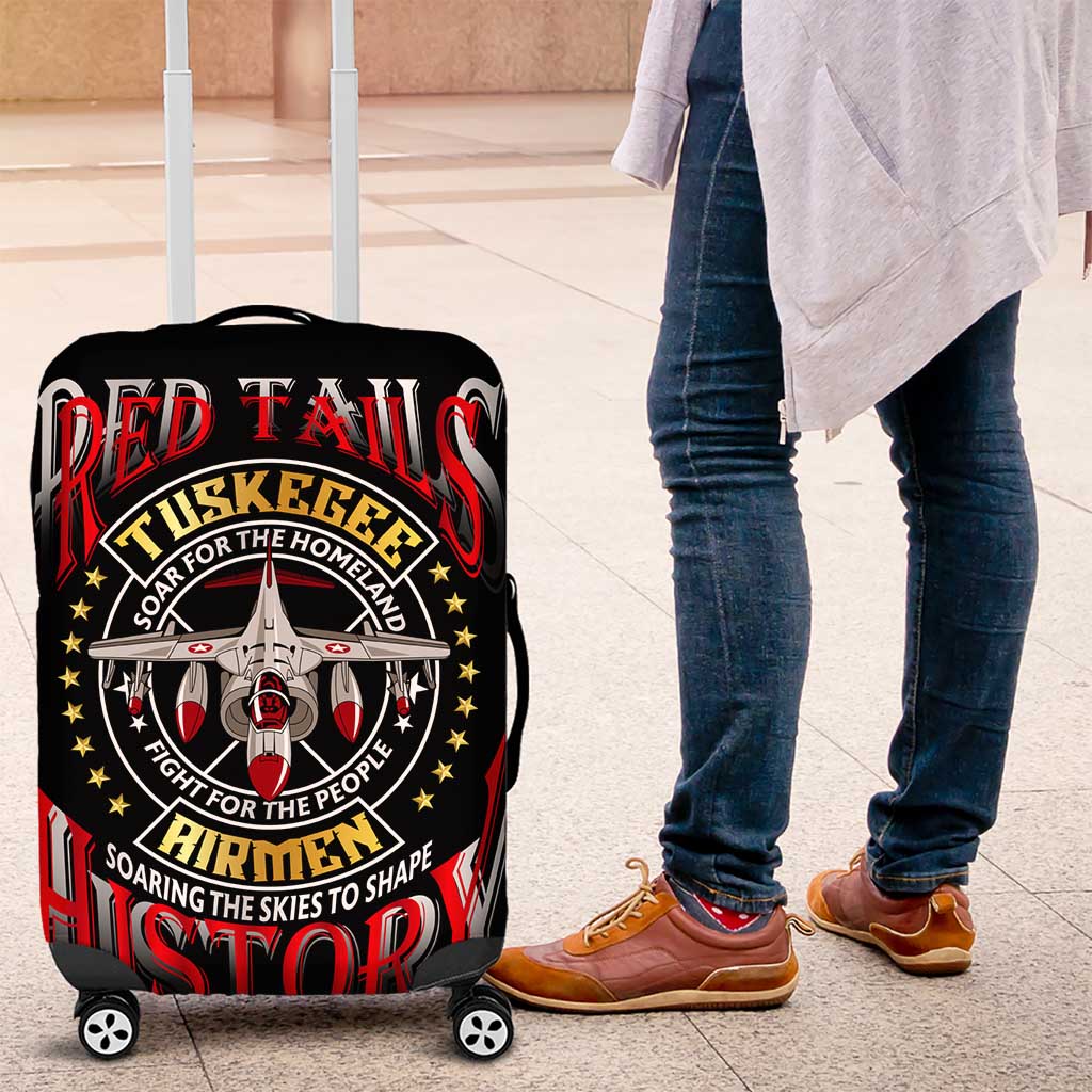 Red Tails Tuskegee Airmen Luggage Cover Soaring to Shape History - Fighter Plane Patriotic Tribute DT02