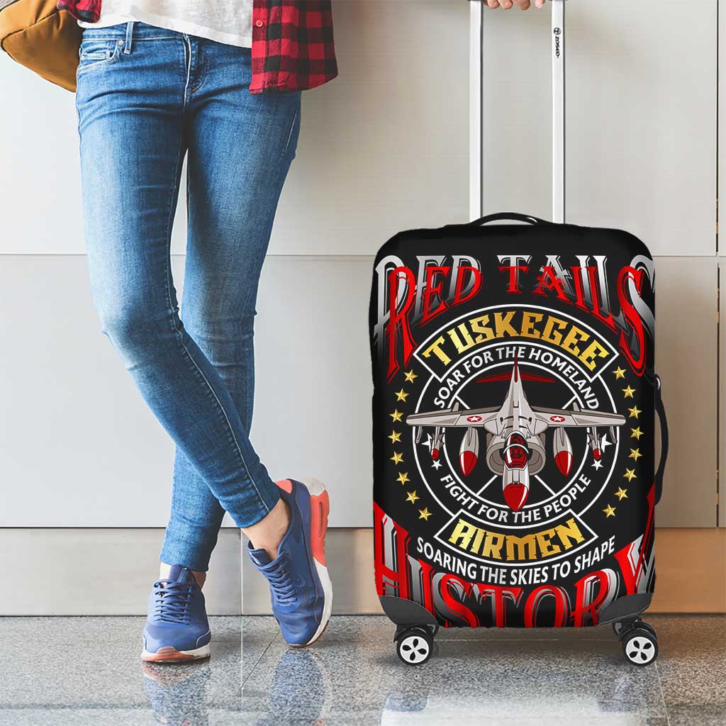 Red Tails Tuskegee Airmen Luggage Cover Soaring to Shape History - Fighter Plane Patriotic Tribute DT02