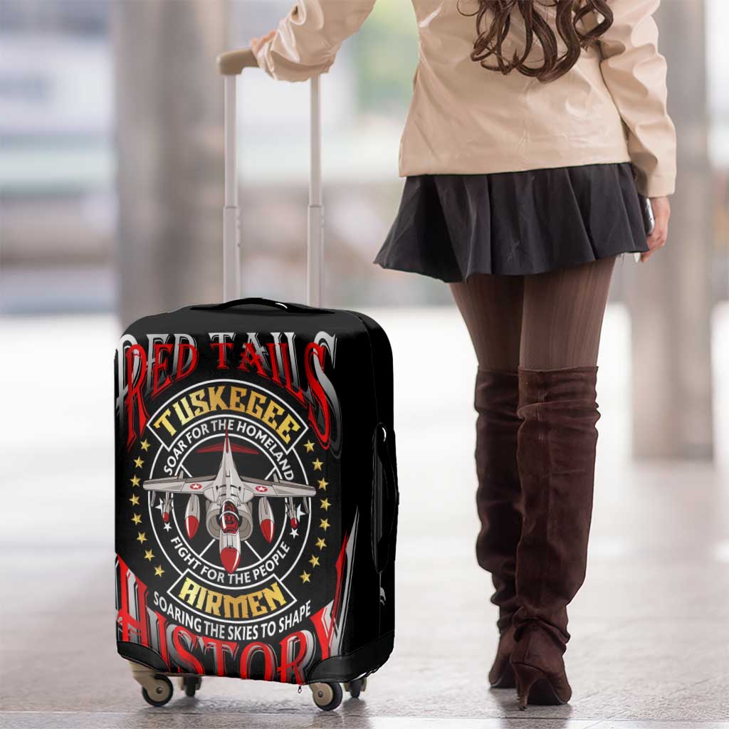 Red Tails Tuskegee Airmen Luggage Cover Soaring to Shape History - Fighter Plane Patriotic Tribute DT02