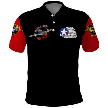 Red Tails Tuskegee Airmen Polo Shirt Soaring to Shape History - Fighter Plane Patriotic Tribute DT02