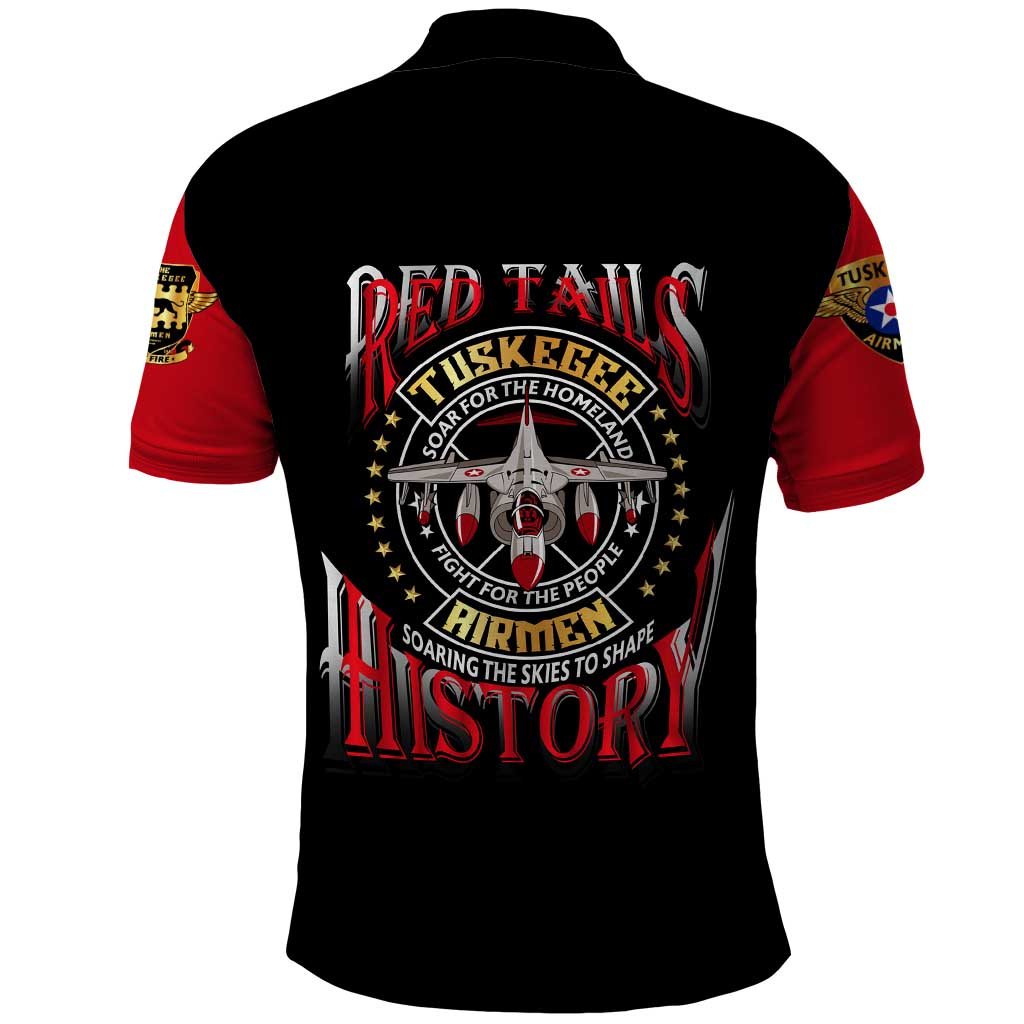 Red Tails Tuskegee Airmen Polo Shirt Soaring to Shape History - Fighter Plane Patriotic Tribute DT02
