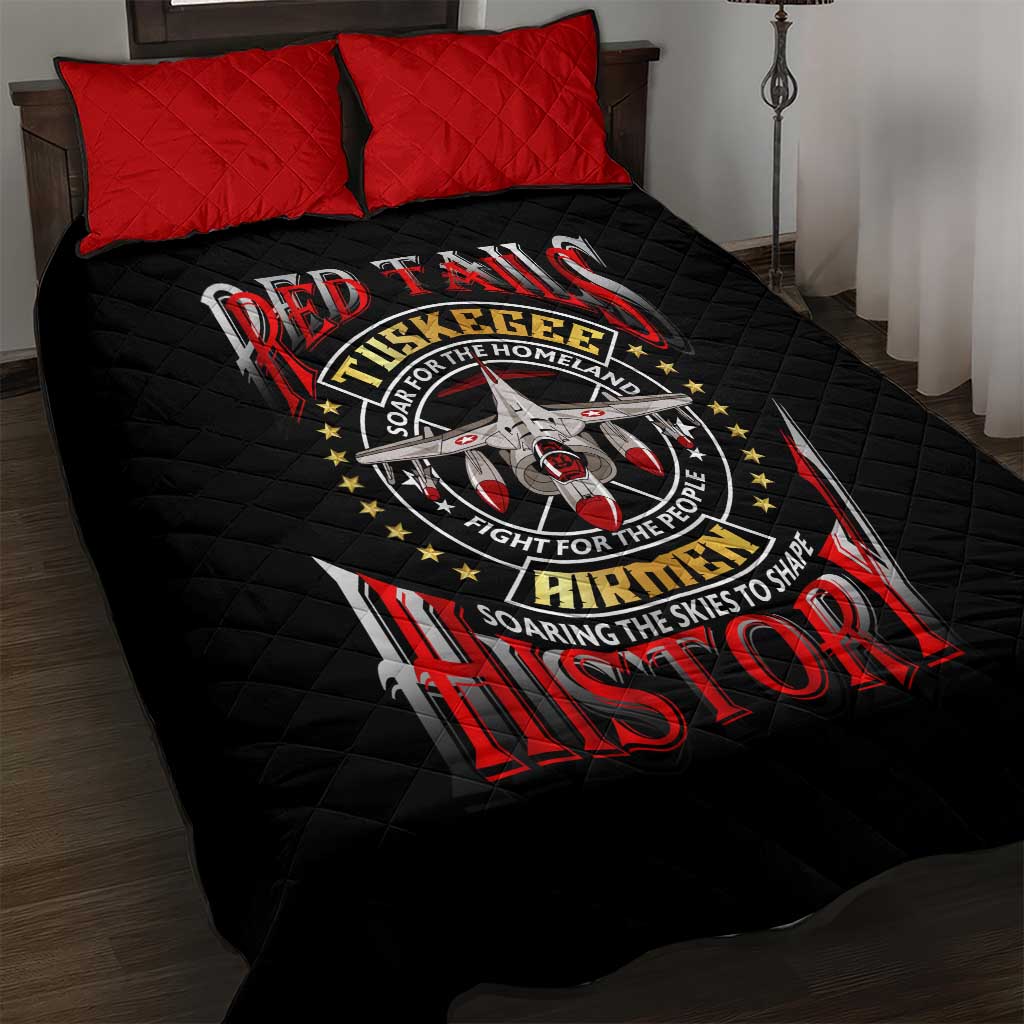 Red Tails Tuskegee Airmen Quilt Bed Set Black History Fighter Plane Patriotic Tribute DT02