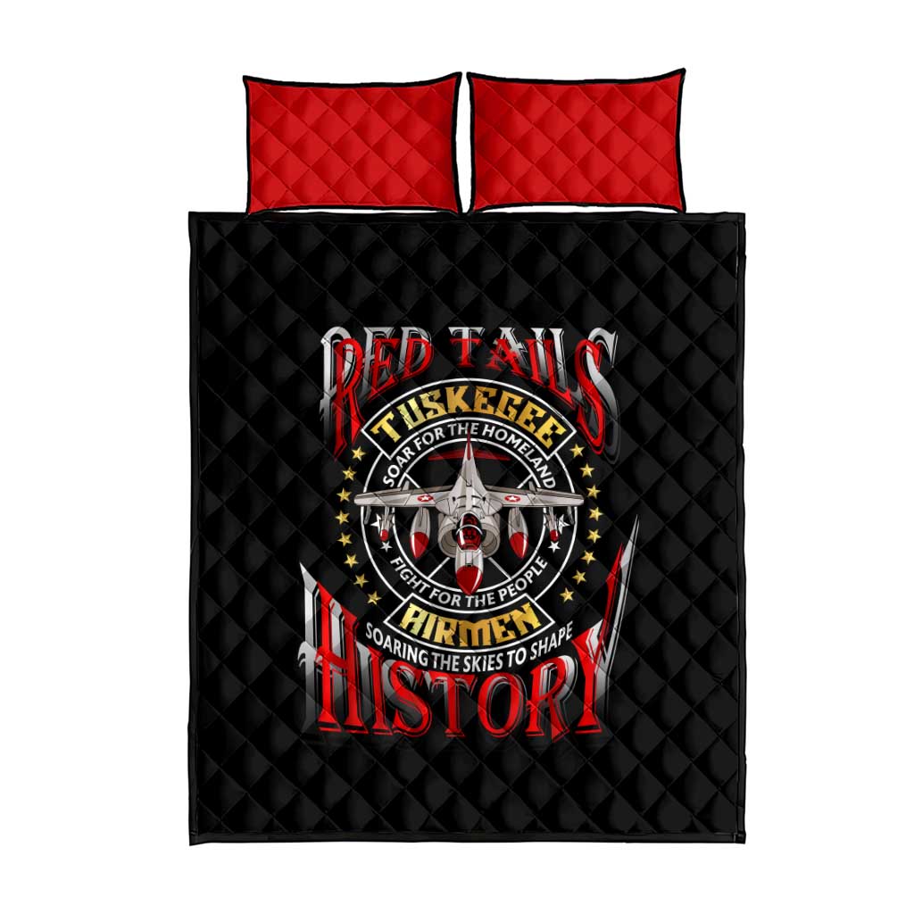 Red Tails Tuskegee Airmen Quilt Bed Set Black History Fighter Plane Patriotic Tribute DT02