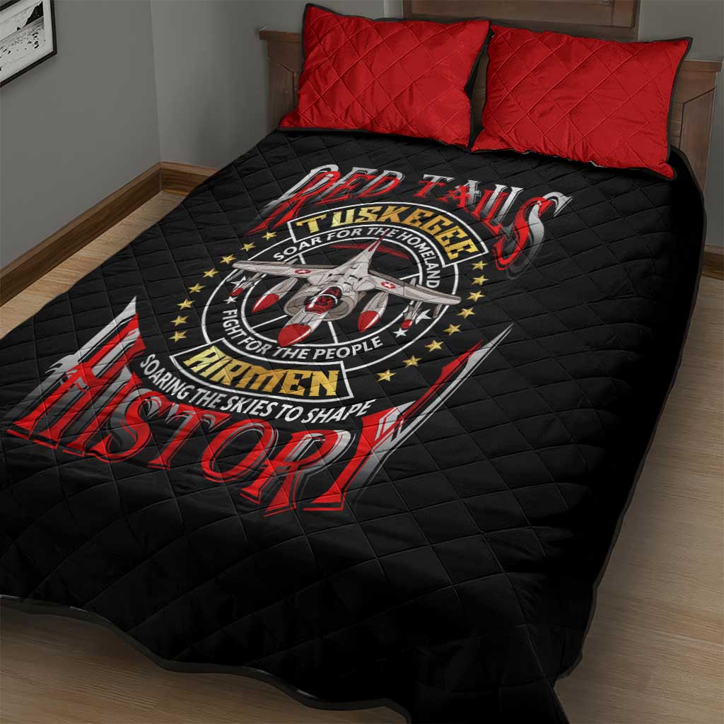 Red Tails Tuskegee Airmen Quilt Bed Set Black History Fighter Plane Patriotic Tribute DT02