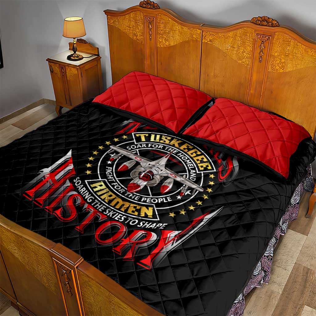 Red Tails Tuskegee Airmen Quilt Bed Set Black History Fighter Plane Patriotic Tribute DT02