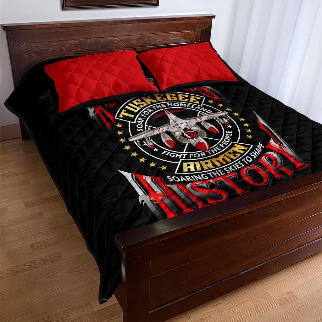 Red Tails Tuskegee Airmen Quilt Bed Set Black History Fighter Plane Patriotic Tribute DT02