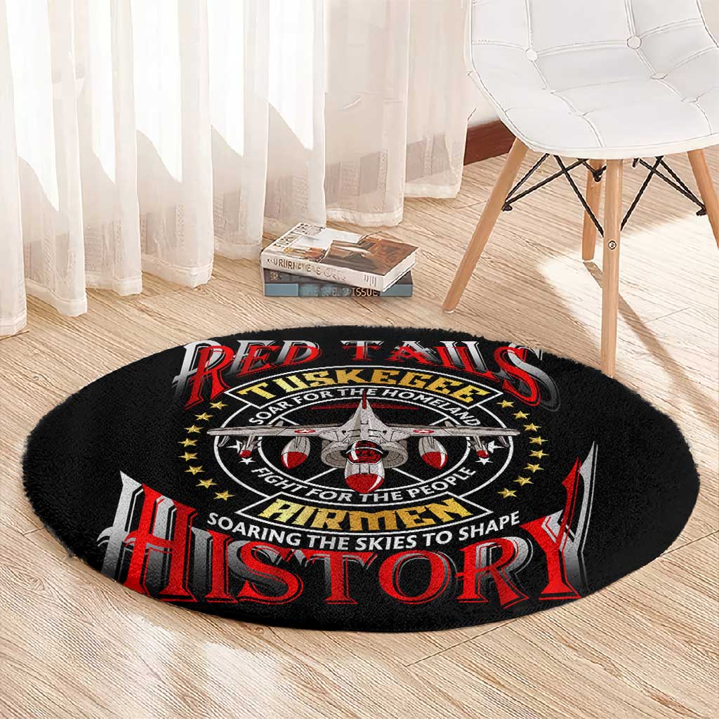 Red Tails Tuskegee Airmen Round Carpet Black History Fighter Plane Patriotic Tribute DT02