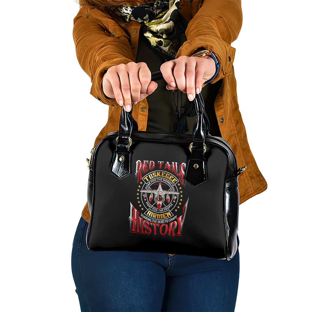 Red Tails Tuskegee Airmen Shoulder Handbag Soaring to Shape History - Fighter Plane Patriotic Tribute DT02