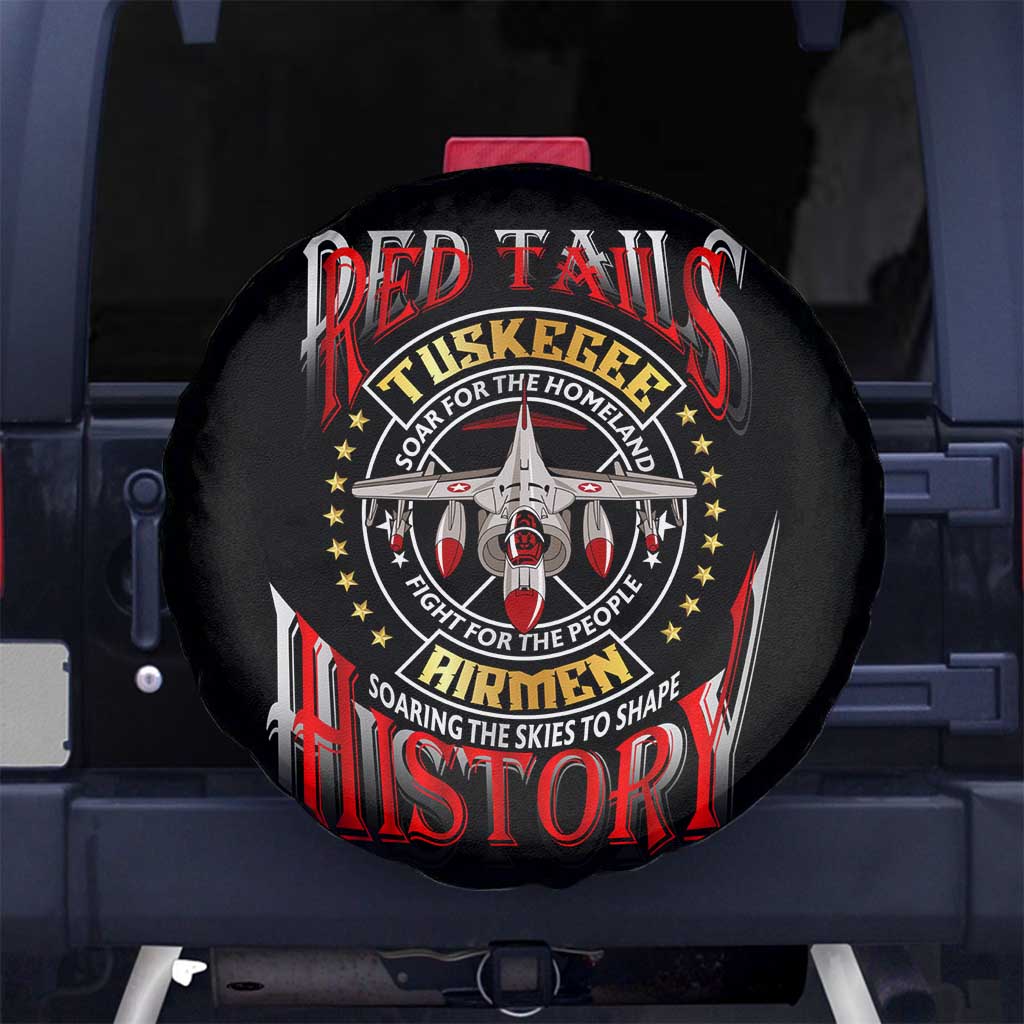 Red Tails Tuskegee Airmen Spare Tire Cover Soaring to Shape History - Fighter Plane Patriotic Tribute DT02