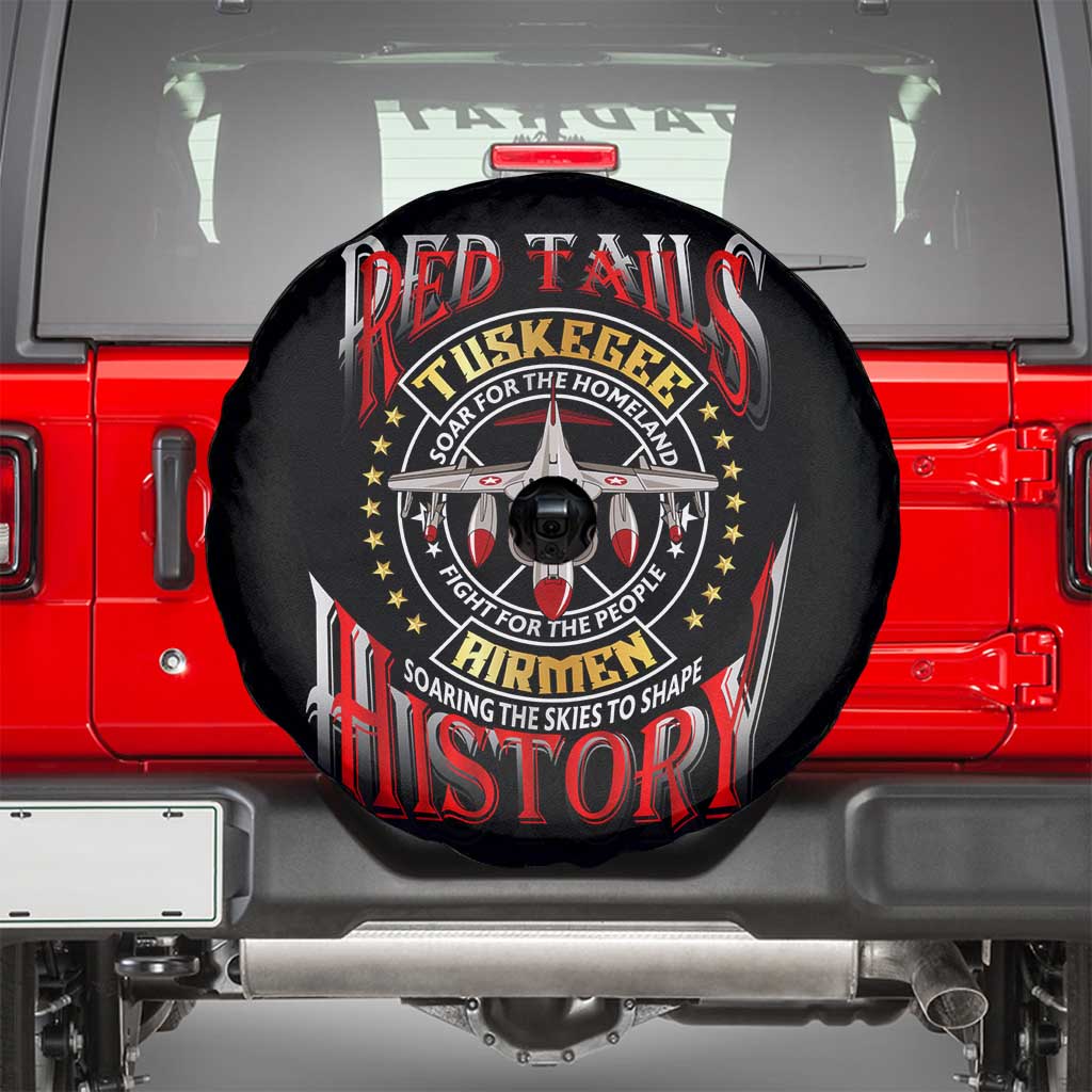 Red Tails Tuskegee Airmen Spare Tire Cover Soaring to Shape History - Fighter Plane Patriotic Tribute DT02
