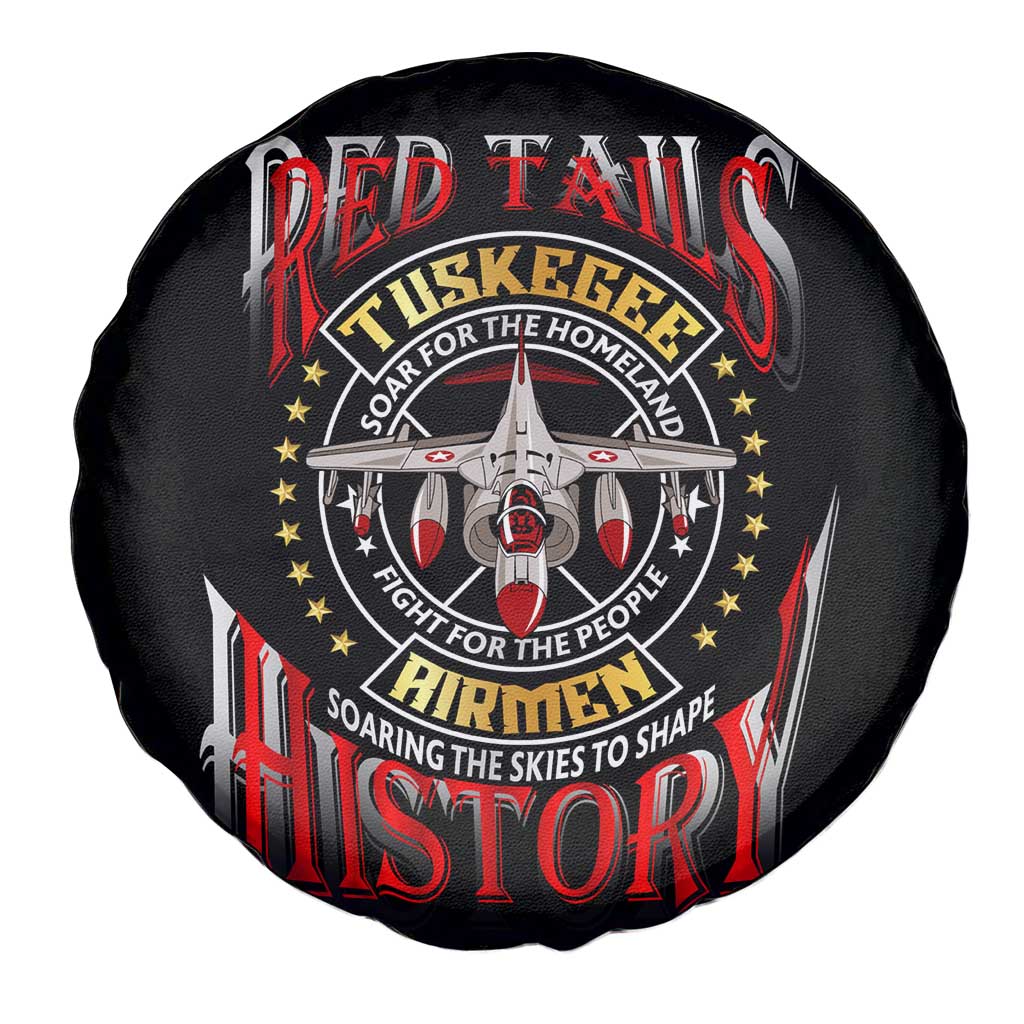 Red Tails Tuskegee Airmen Spare Tire Cover Soaring to Shape History - Fighter Plane Patriotic Tribute DT02