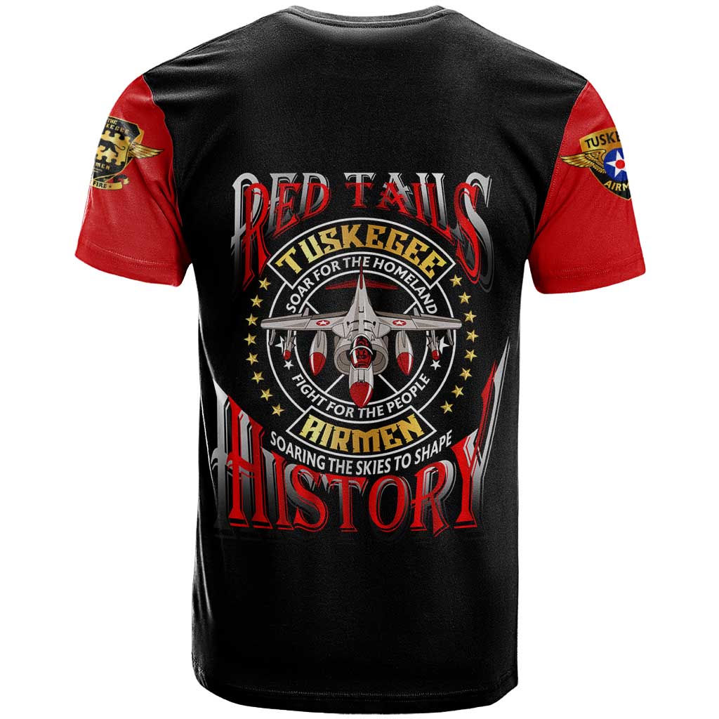 Red Tails Tuskegee Airmen T shirt Black History Fighter Plane Patriotic Tribute DT02