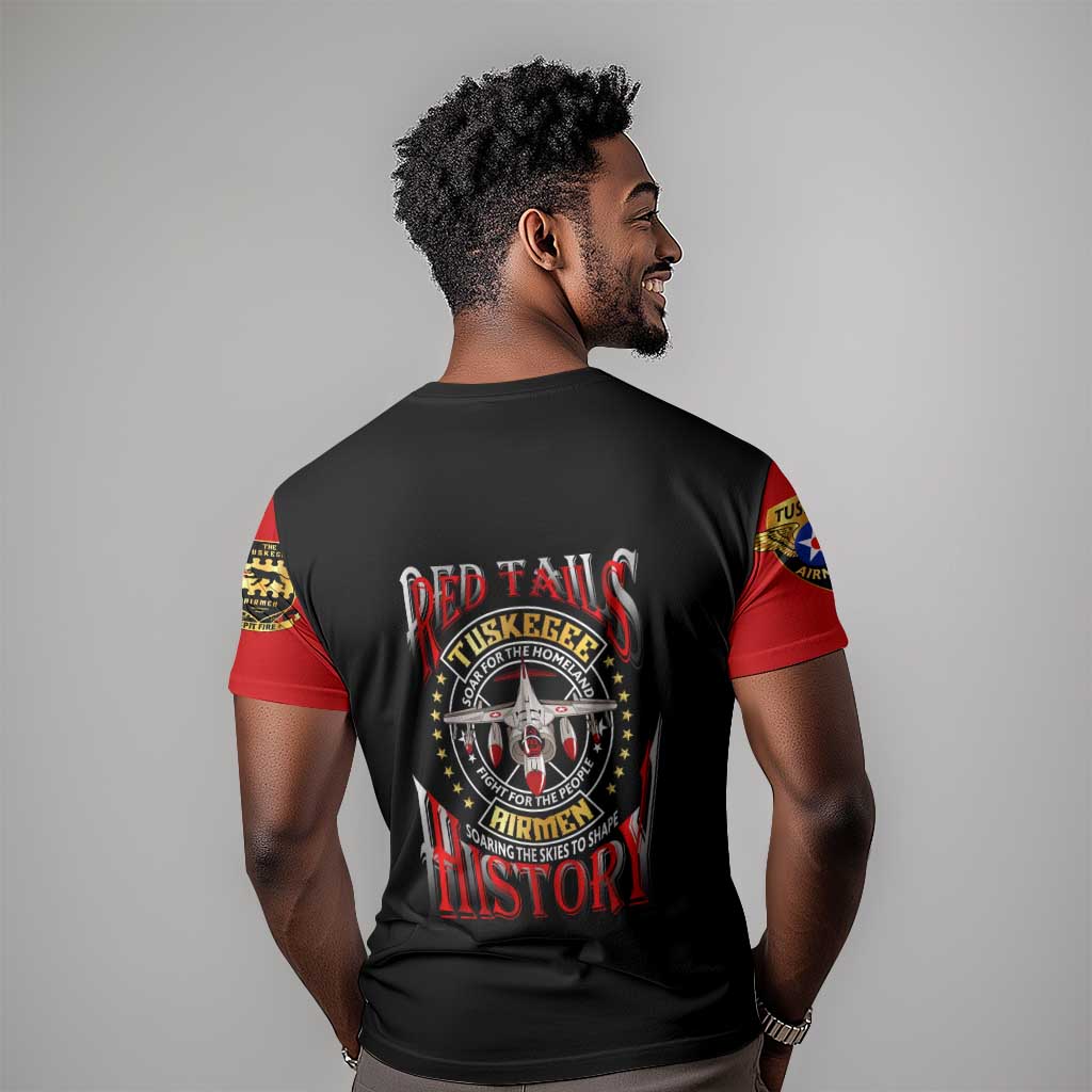 Red Tails Tuskegee Airmen T shirt Black History Fighter Plane Patriotic Tribute DT02