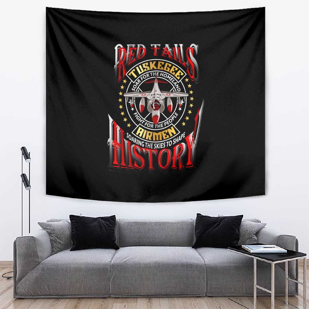 Red Tails Tuskegee Airmen Tapestry Black History Fighter Plane Patriotic Tribute DT02