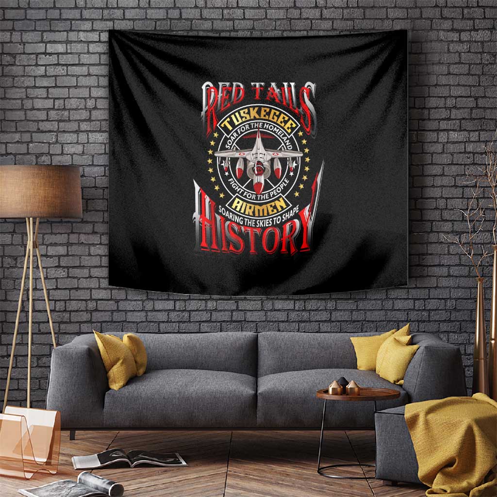 Red Tails Tuskegee Airmen Tapestry Black History Fighter Plane Patriotic Tribute DT02