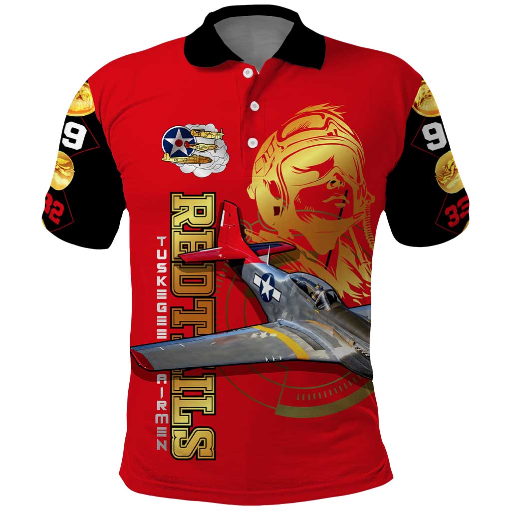 Tuskegee Red Tails Airmen Polo Shirt WWII Fighter Pilot Legacy DT02