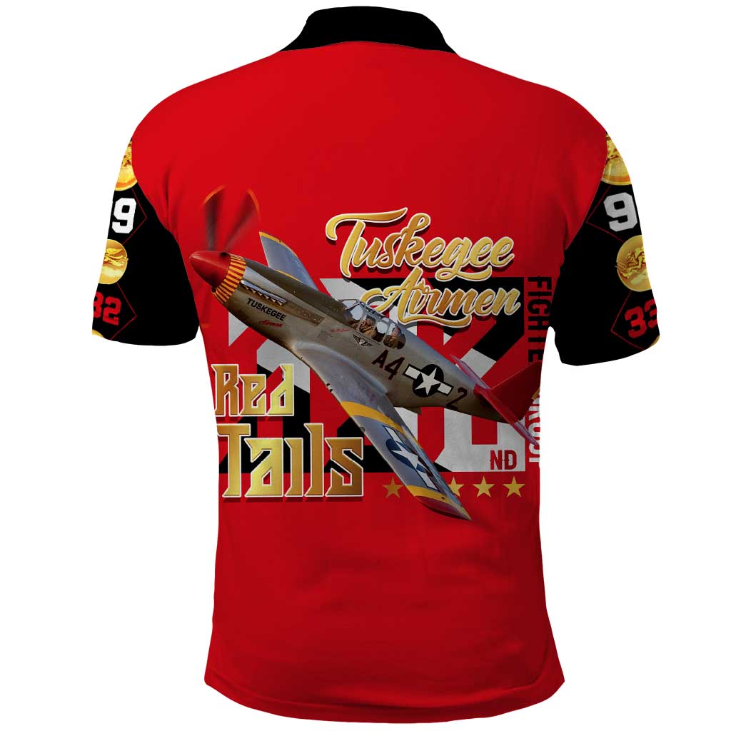 Tuskegee Red Tails Airmen Polo Shirt WWII Fighter Pilot Legacy DT02