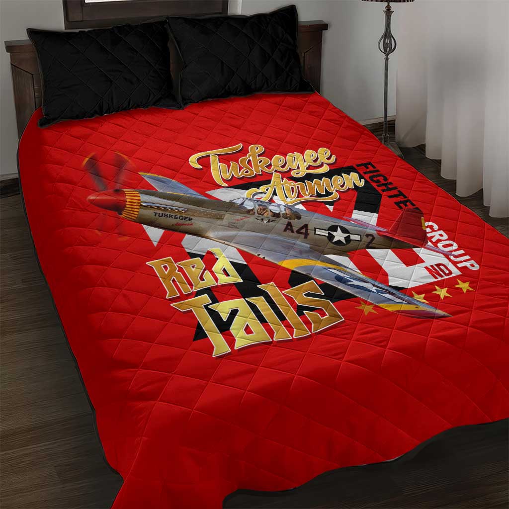 Tuskegee Red Tails Airmen Quilt Bed Set African American WWII Fighter Pilot Legacy DT02