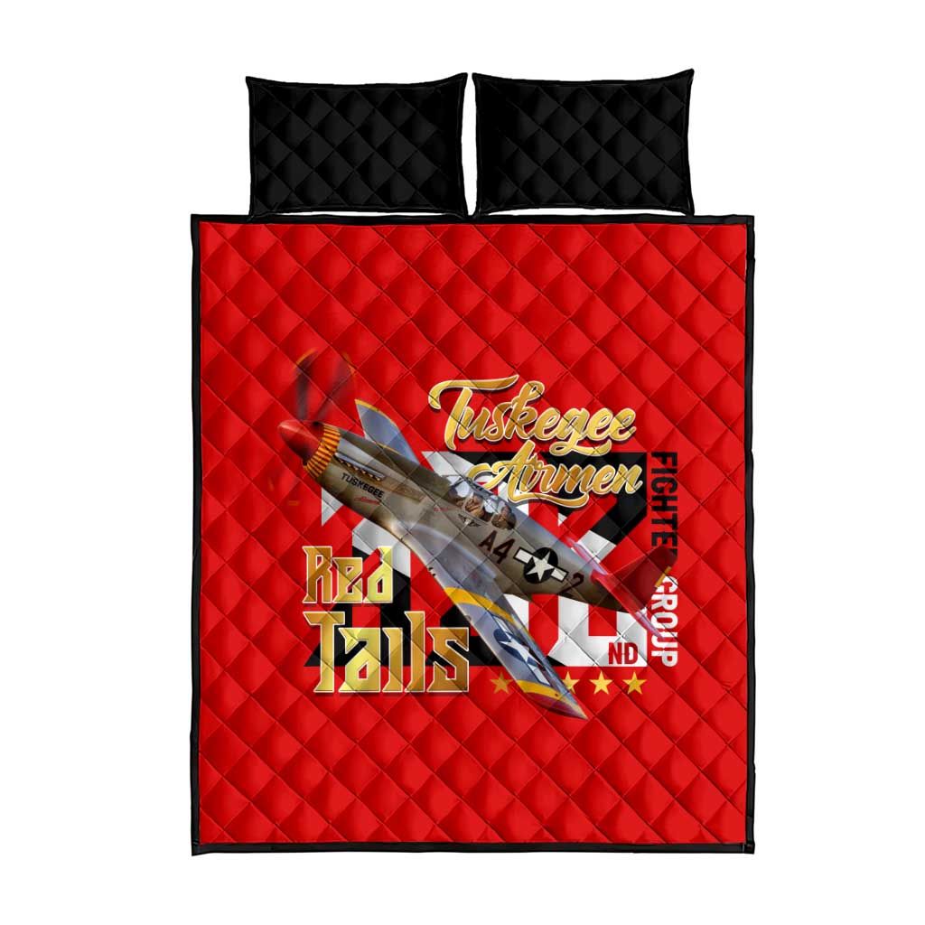 Tuskegee Red Tails Airmen Quilt Bed Set African American WWII Fighter Pilot Legacy DT02