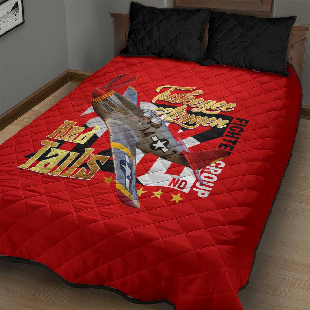 Tuskegee Red Tails Airmen Quilt Bed Set African American WWII Fighter Pilot Legacy DT02