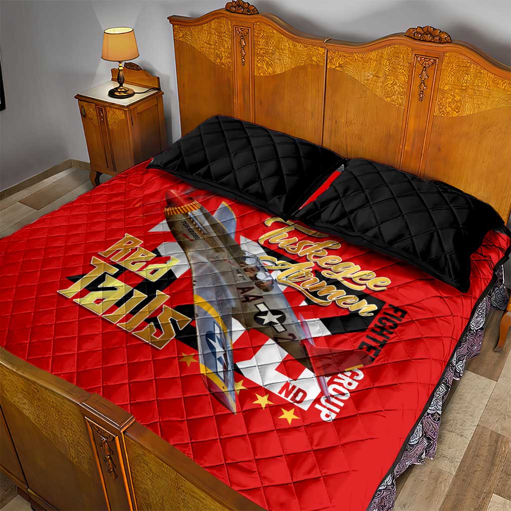 Tuskegee Red Tails Airmen Quilt Bed Set African American WWII Fighter Pilot Legacy DT02