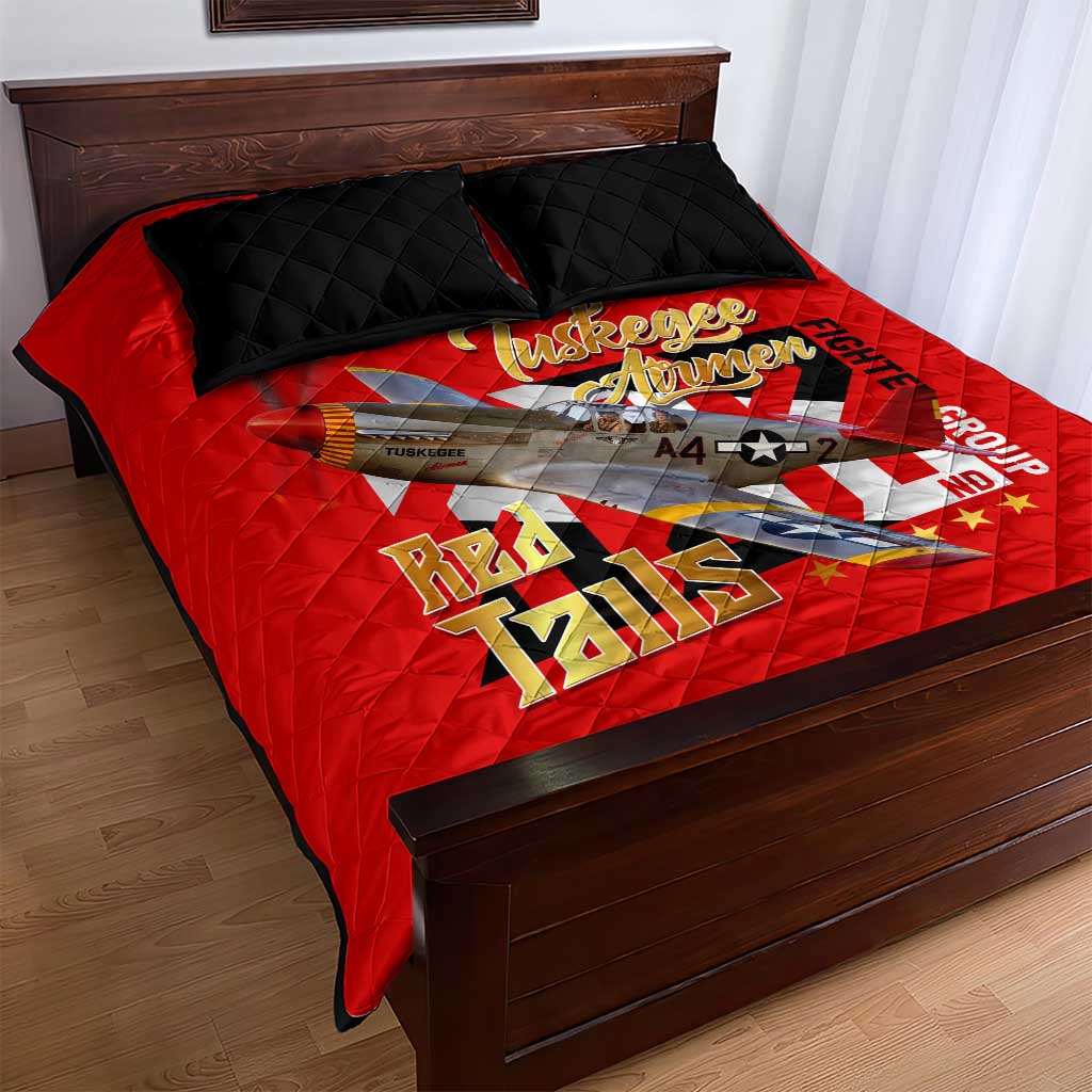 Tuskegee Red Tails Airmen Quilt Bed Set African American WWII Fighter Pilot Legacy DT02