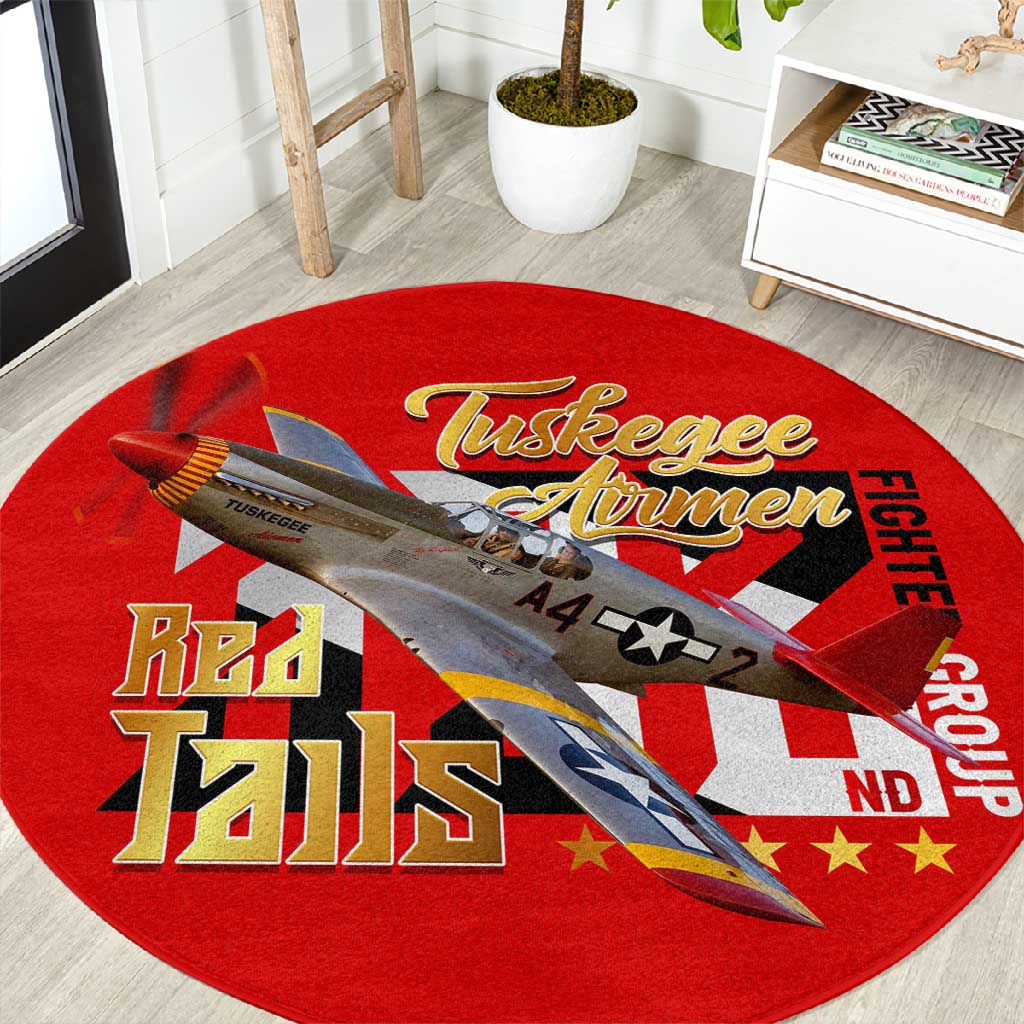 Tuskegee Red Tails Airmen Round Carpet African American WWII Fighter Pilot Legacy DT02