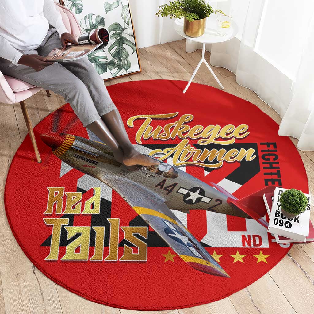Tuskegee Red Tails Airmen Round Carpet African American WWII Fighter Pilot Legacy DT02