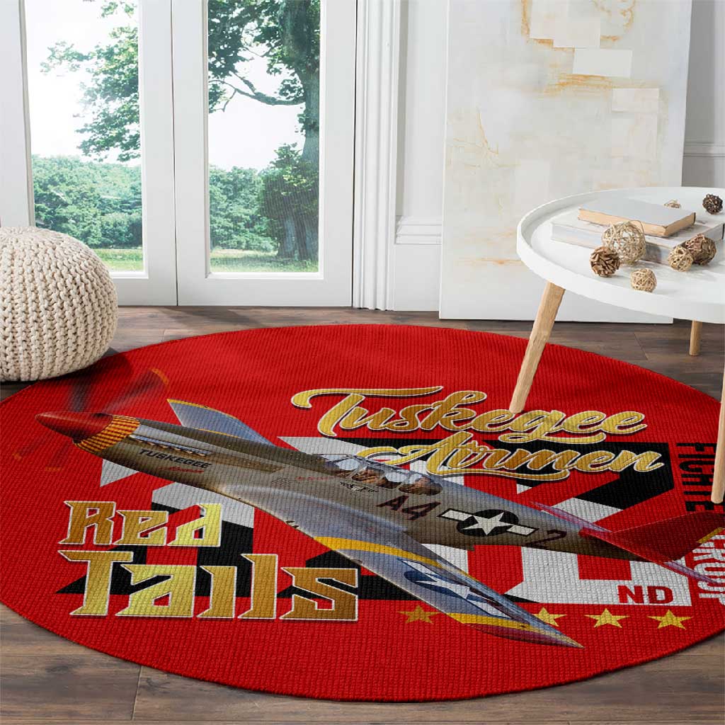 Tuskegee Red Tails Airmen Round Carpet African American WWII Fighter Pilot Legacy DT02