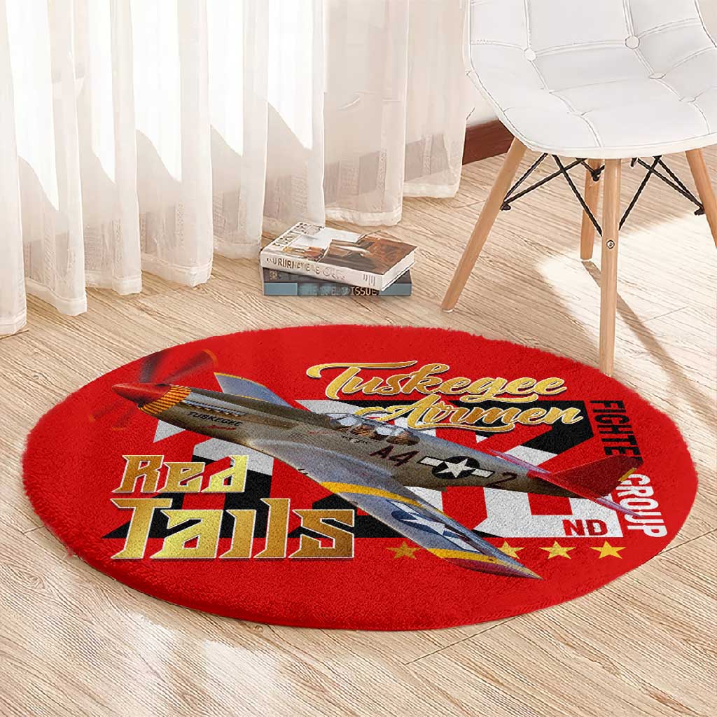 Tuskegee Red Tails Airmen Round Carpet African American WWII Fighter Pilot Legacy DT02