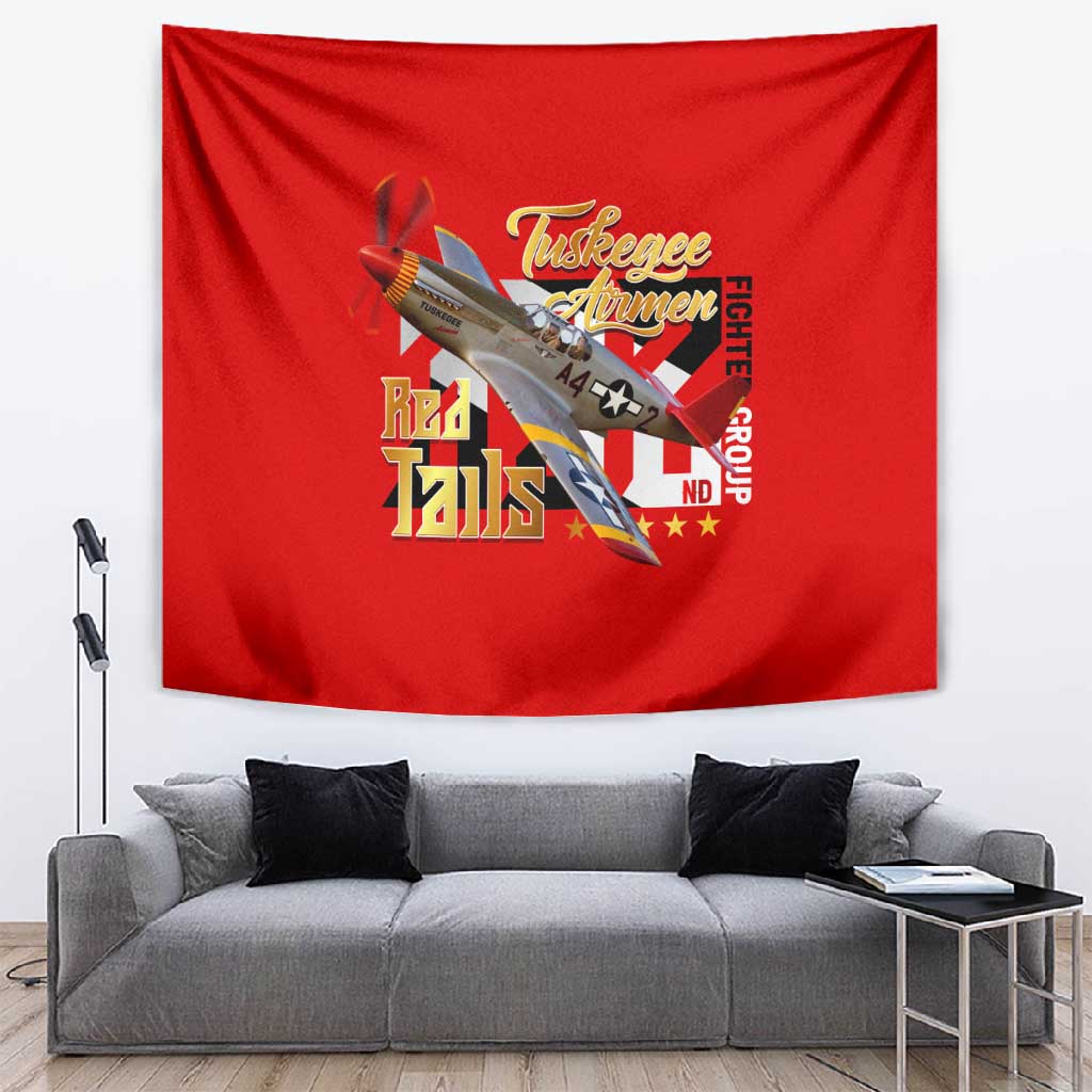 Tuskegee Red Tails Airmen Tapestry African American WWII Fighter Pilot Legacy DT02