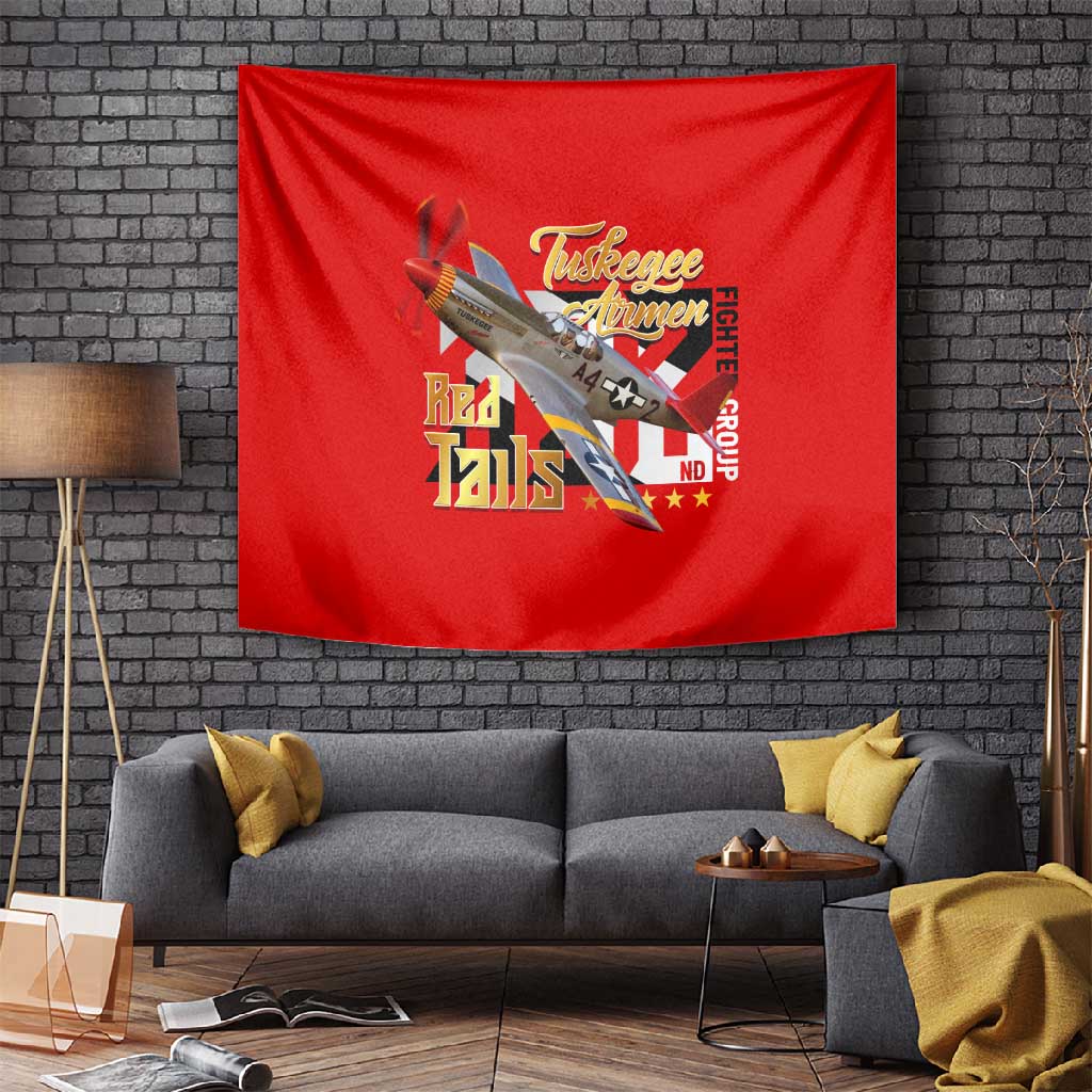 Tuskegee Red Tails Airmen Tapestry African American WWII Fighter Pilot Legacy DT02