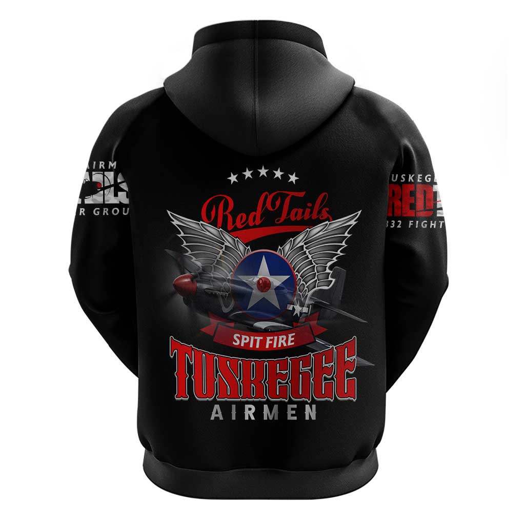Red Tails Spitfire Tuskegee Airmen Hoodie 332nd Fighter Group WWII Legacy Tribute DT02