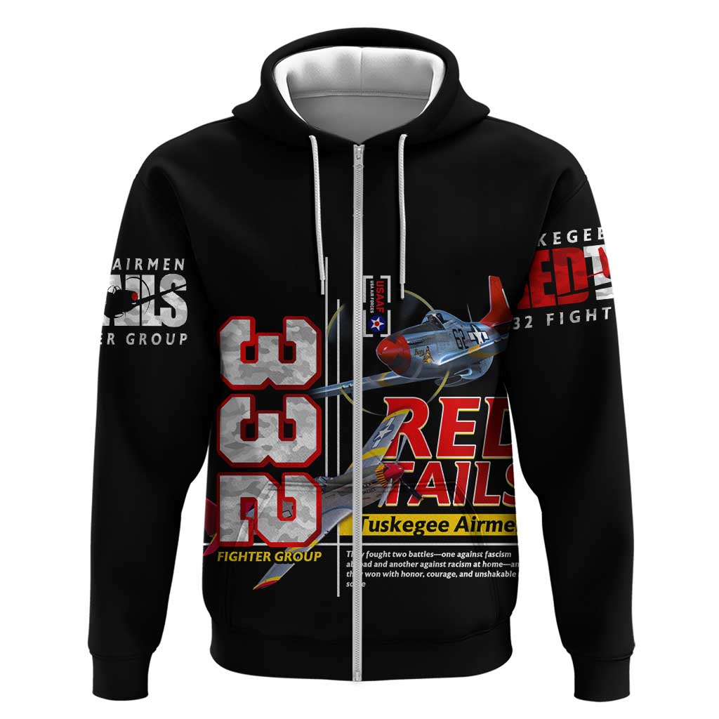Red Tails Spitfire Tuskegee Airmen Hoodie 332nd Fighter Group WWII Legacy Tribute DT02