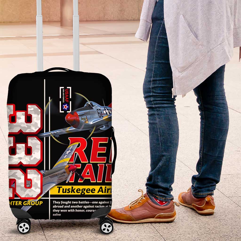 Red Tails Spitfire Tuskegee Airmen Luggage Cover 332nd Fighter Group WWII Legacy Tribute DT02