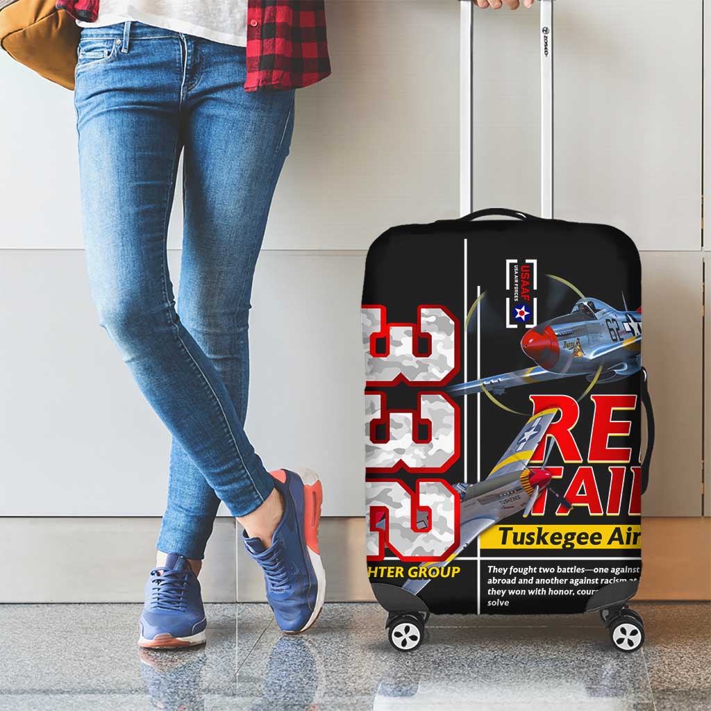 Red Tails Spitfire Tuskegee Airmen Luggage Cover 332nd Fighter Group WWII Legacy Tribute DT02