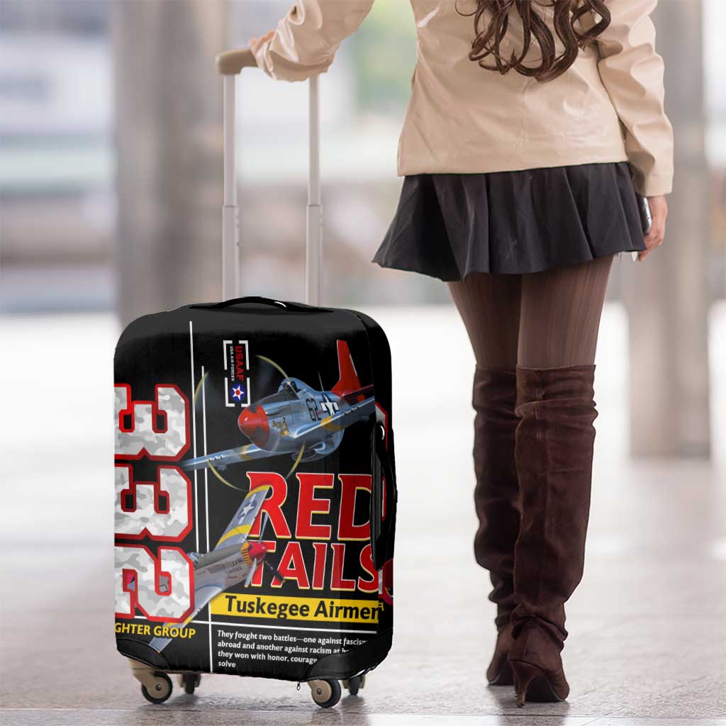 Red Tails Spitfire Tuskegee Airmen Luggage Cover 332nd Fighter Group WWII Legacy Tribute DT02