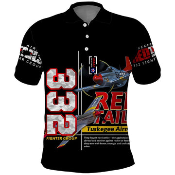Red Tails Spitfire Tuskegee Airmen Polo Shirt 332nd Fighter Group WWII Legacy Tribute DT02