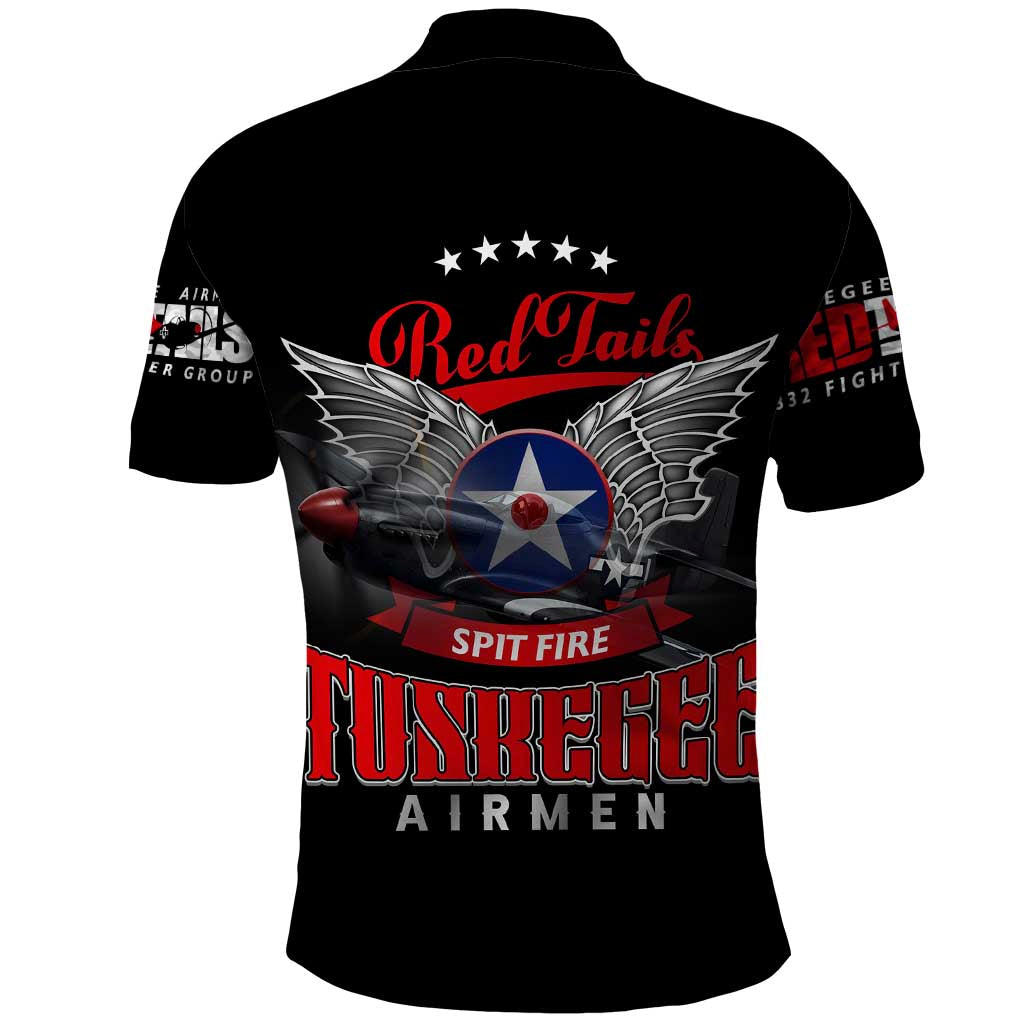 Red Tails Spitfire Tuskegee Airmen Polo Shirt 332nd Fighter Group WWII Legacy Tribute DT02