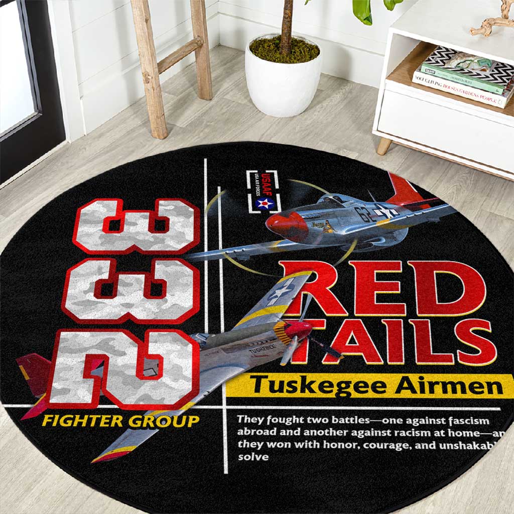 Red Tails Tuskegee Airmen Round Carpet 332nd Fighter Group WWII Legacy Tribute DT02