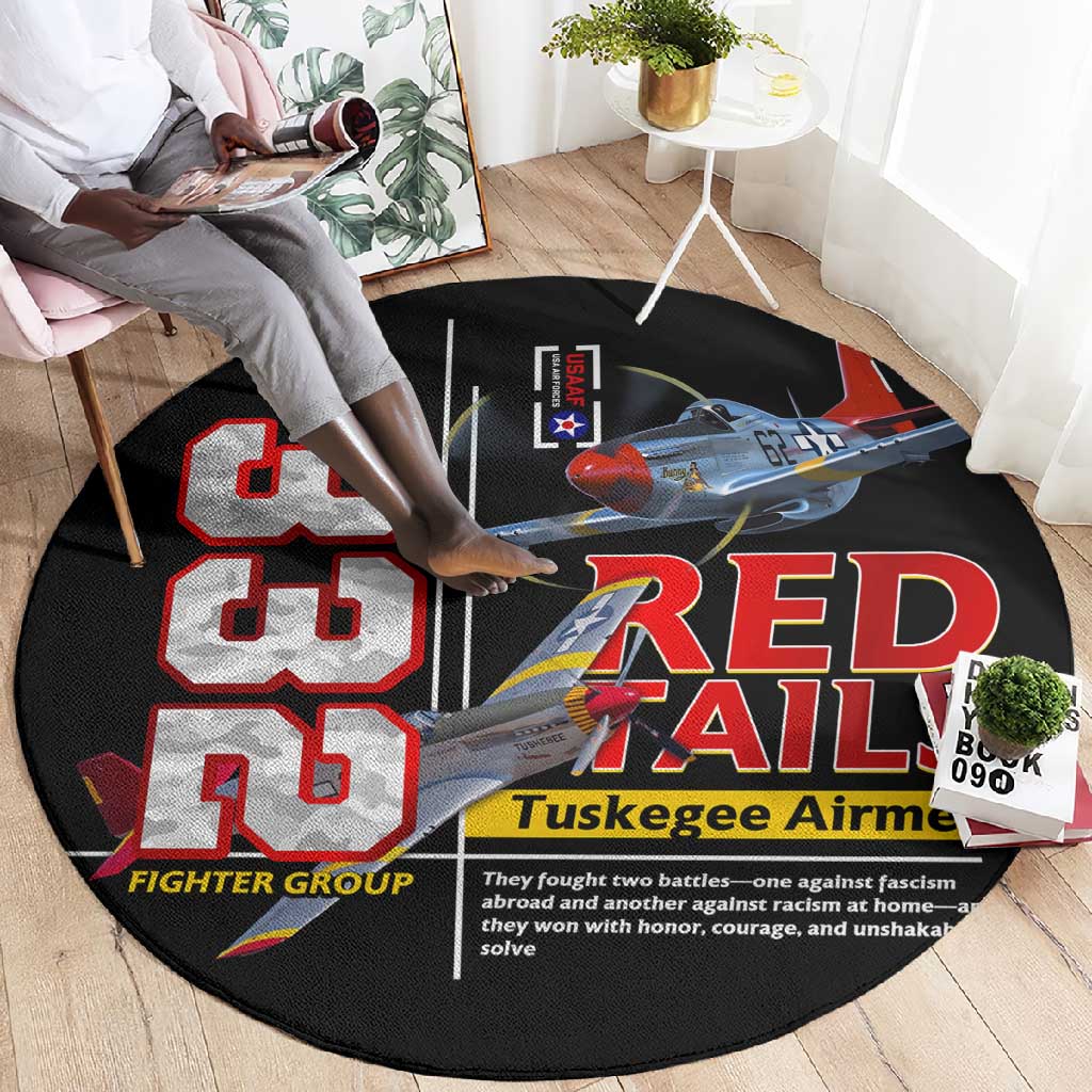 Red Tails Tuskegee Airmen Round Carpet 332nd Fighter Group WWII Legacy Tribute DT02