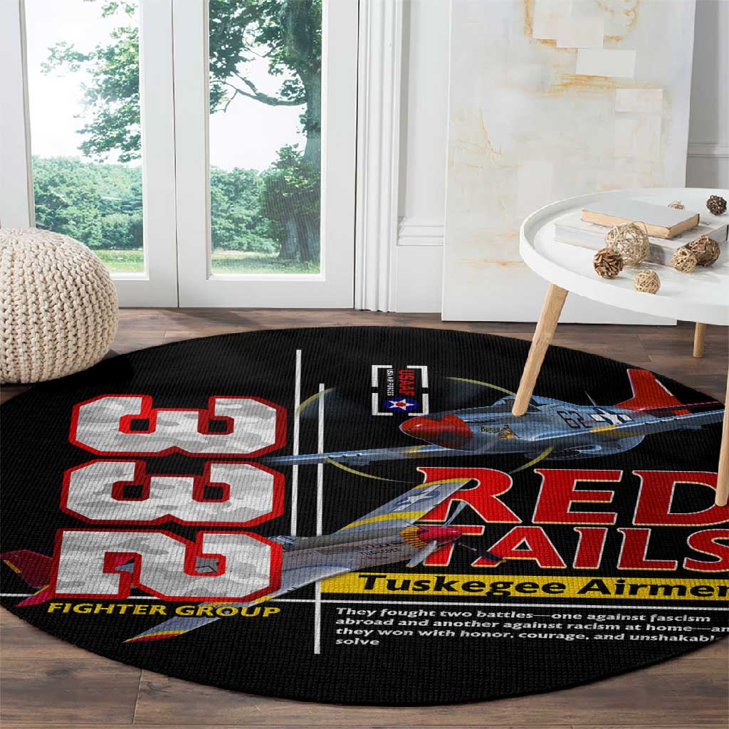 Red Tails Tuskegee Airmen Round Carpet 332nd Fighter Group WWII Legacy Tribute DT02