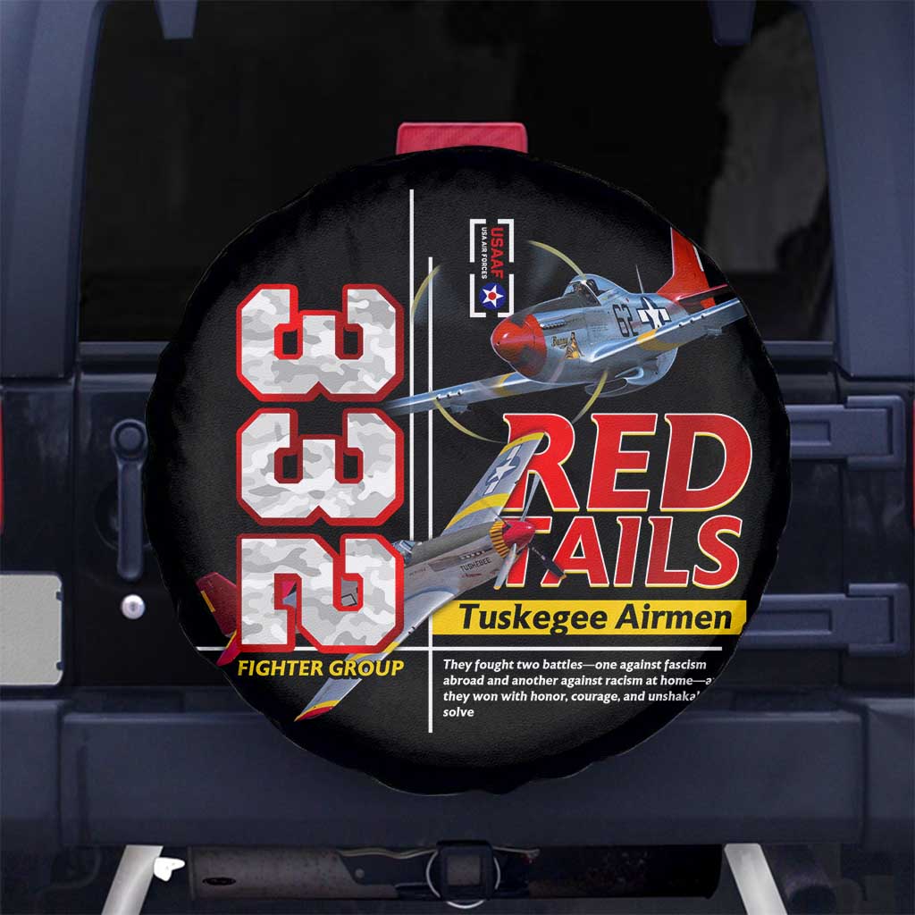 Red Tails Spitfire Tuskegee Airmen Spare Tire Cover 332nd Fighter Group WWII Legacy Tribute DT02