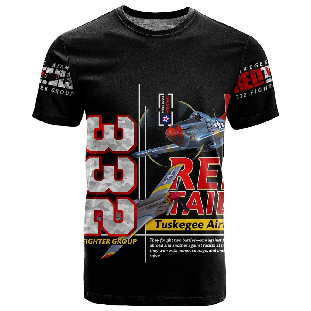 Red Tails Tuskegee Airmen T shirt 332nd Fighter Group WWII Legacy Tribute DT02