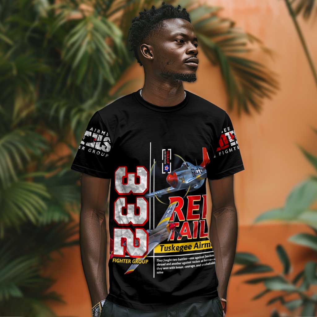 Red Tails Tuskegee Airmen T shirt 332nd Fighter Group WWII Legacy Tribute DT02