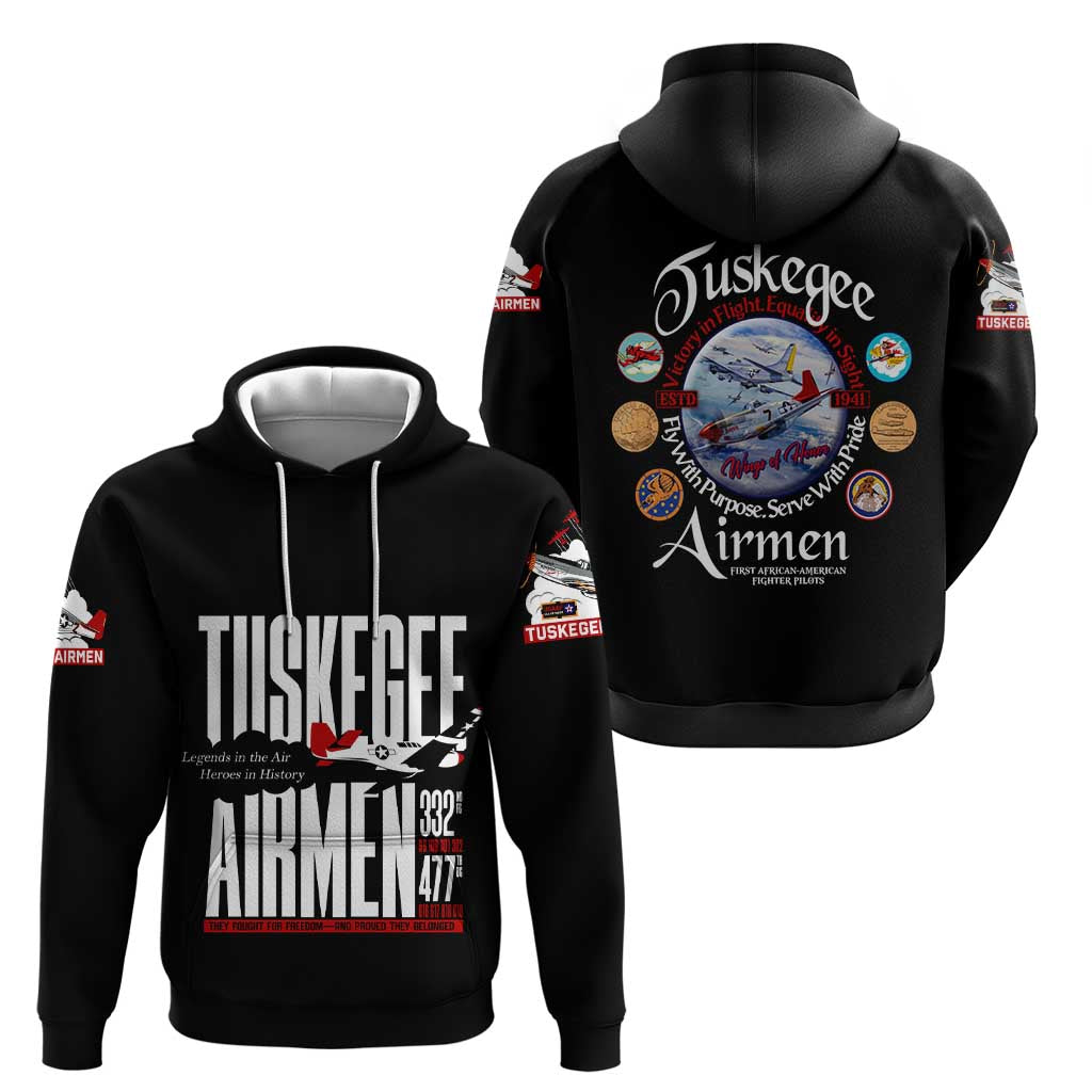 Wings of Honor Tuskegee Airmen Hoodie 332nd 477th Fighter Group Tribute DT02