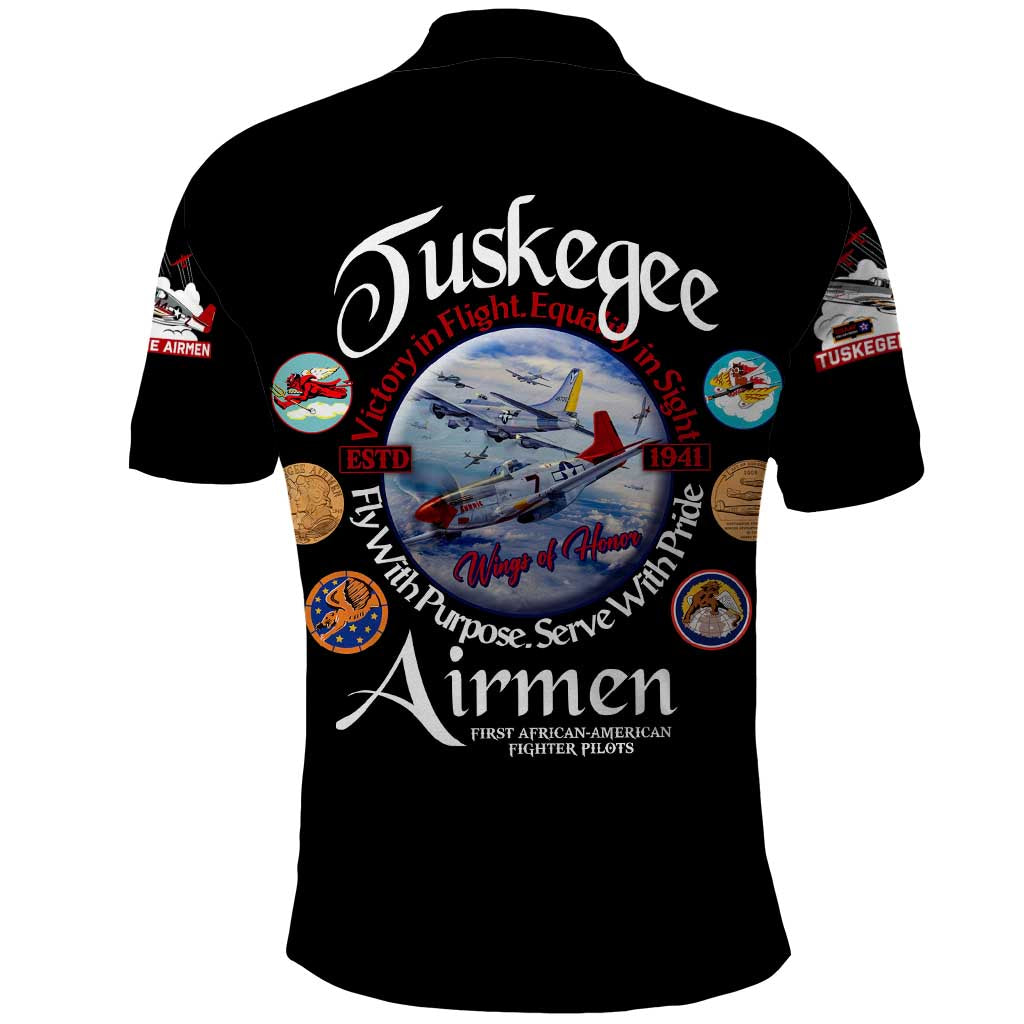 Wings of Honor Tuskegee Airmen Polo Shirt 332nd 477th Fighter Group Tribute DT02